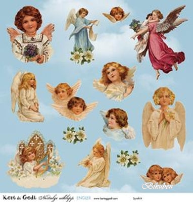 Kort og Godt: Nostalgi utklipp - Engler  12 x 12"