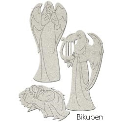 FabScraps - Chipboard - Angels & Baby in Manger - Diecut