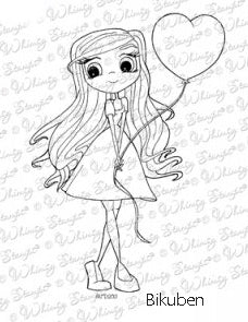 Whimsy Stamps - Cling mount - Heart Balloon