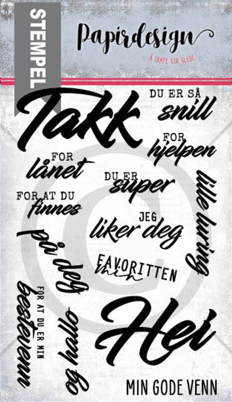 Papirdesign - Clearstamps - Takk og hei