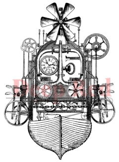 Deep Red Stamps - Steampunk Flying Machine - Cling Stamp