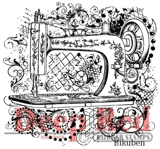 Deep Red Stamps - Sewing Machine Flourish - Cling Stamp
