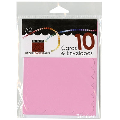 Bazzill - A2 Scallop Cards & Envelopes - Guava Sensation