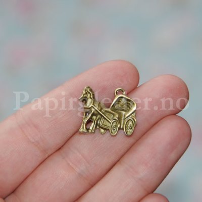 Charms - Hest og vogn - Brass
