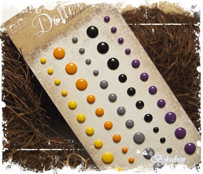 Papirdesign: Dotter - Gul, lilla, sort