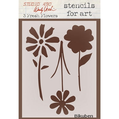 Studio 490 - Wendy Vecchi - 3 Fresh Flowers - Art Stencil