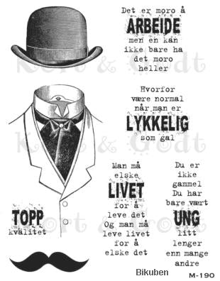 Kort & Godt - Clearstamps Medium Plate - Moustache & Bowler hatt