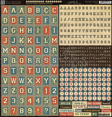 Graphic45 - Good Ol' Sports - Alfabet stickers