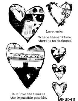 Ranger - Dina Wakley - Media Stamps - Collaged Hearts