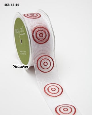 May Arts - Sheer Glitter Circles - White/Red METERSVIS