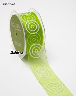 May Arts - Sheer Glitter Circles - Parrot Green/White METERSVIS
