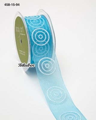 May Arts - Sheer Glitter Circles - Torquosie/White METERSVIS