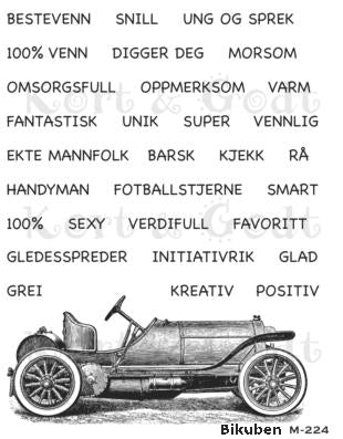 Kort & Godt - Clearstamps  Medium Plate - Vintage Bil
