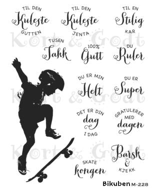 Kort & Godt - Clearstamps  Medium Plate - Skategutt