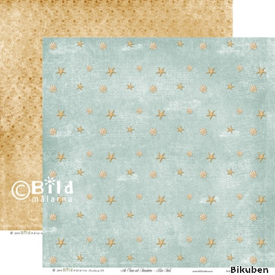 Bildmålarna - An Ocean with Strawberries - Blue Shells 12x12"