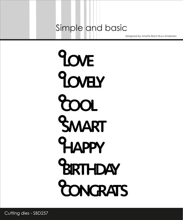 Simple and Basic - Dies - Text with hanger - English tekst