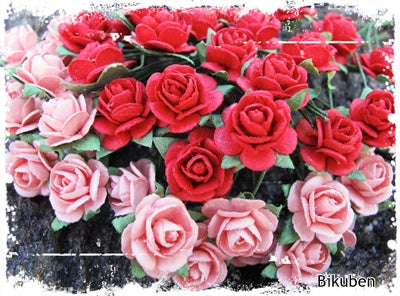 Papirdesign - Roser - Sommerrød & Lys Rosa 1,2cm