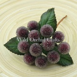 Wild Orchid - Christmas Berry Spray - Frosted Burgundy