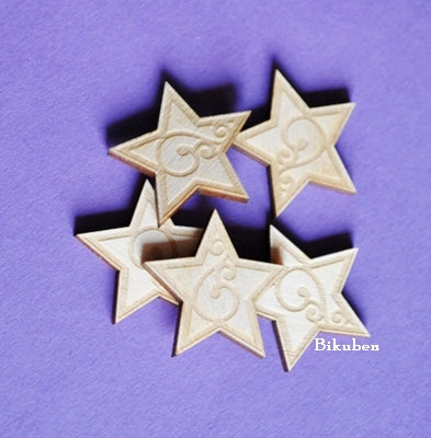 Wycinanka - Plywood - Buttons Bagdes - Stars 2