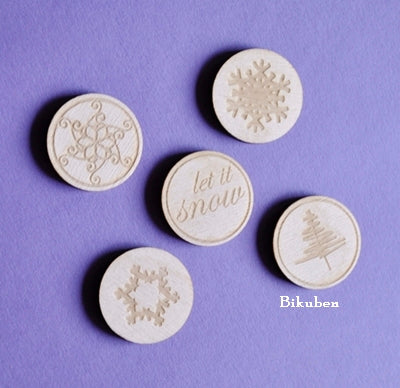 Wycinanka - Plywood - Buttons Bagdes - Let it Snow Set