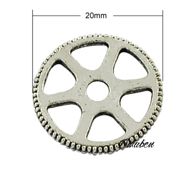 Charms - Antique Silver - Wheel Gears