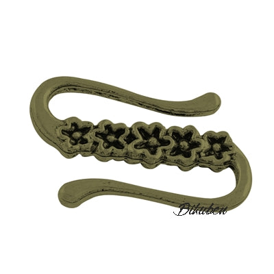 Charms - Antique Bronze - Clasp - Carved Flower