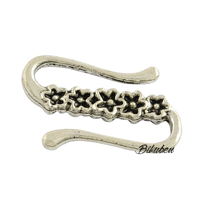 Charms - Antique Silver - Clasp - Carved Flower