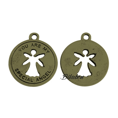 Charms - Antique Bronze - Round - Special Angel