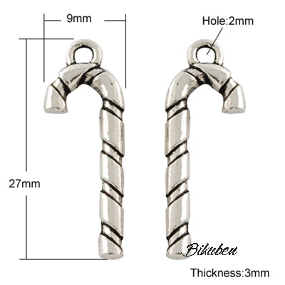 Charms - Antique Silver - Candy Cane