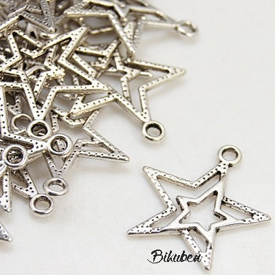 Charms - Antique Silver - Double Star