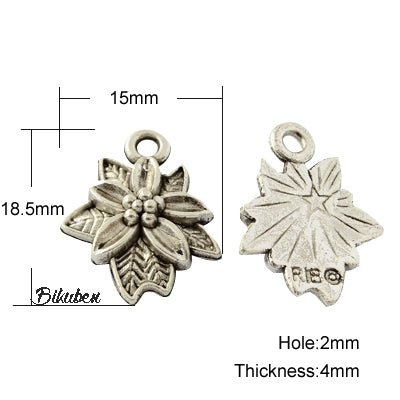 Charms - Antique Silver - Poinsettia