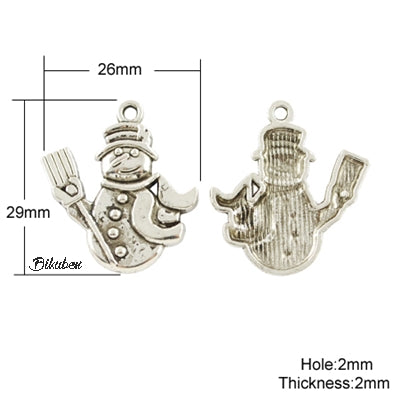Charms - Antique Silver - Snømann med kost