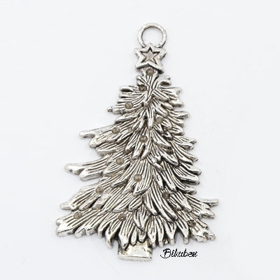 Charms - Antique Silver - Juletre m/stjerne