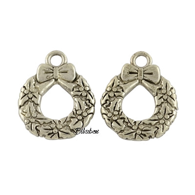 Charms - Antique Silver - Christmas Wreath