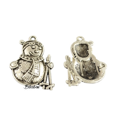 Charms - Antique Silver - Snømann med Staver