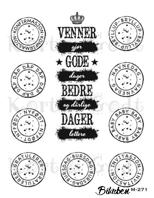 Kort & Godt - Clearstamps  Medium Plate - Venner gjør gode dager....