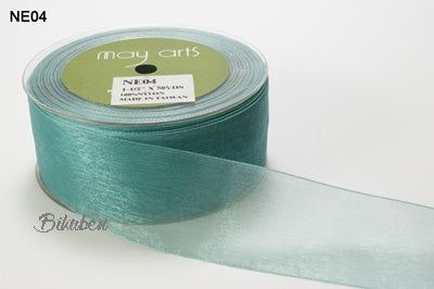 May Arts - Sheer Ribbon with Nylon Edge - Teal - METERSVIS