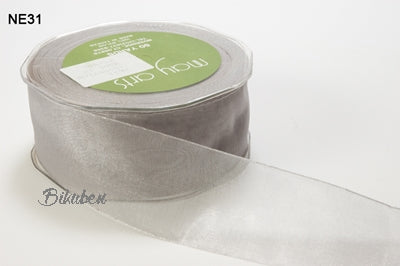May Arts - Sheer Ribbon with Nylon Edge - Silver - METERSVIS