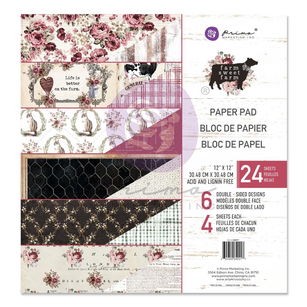 Prima - Farm Sweet Farm - Paper Pad  12 x 12"