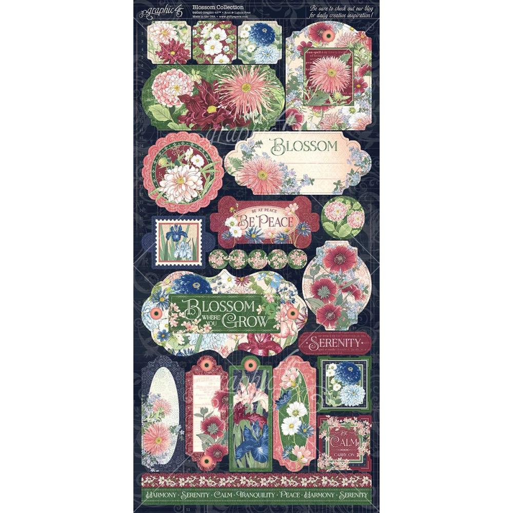 Graphic 45 - Blossom - Sticker Sheet - 12 x 12"