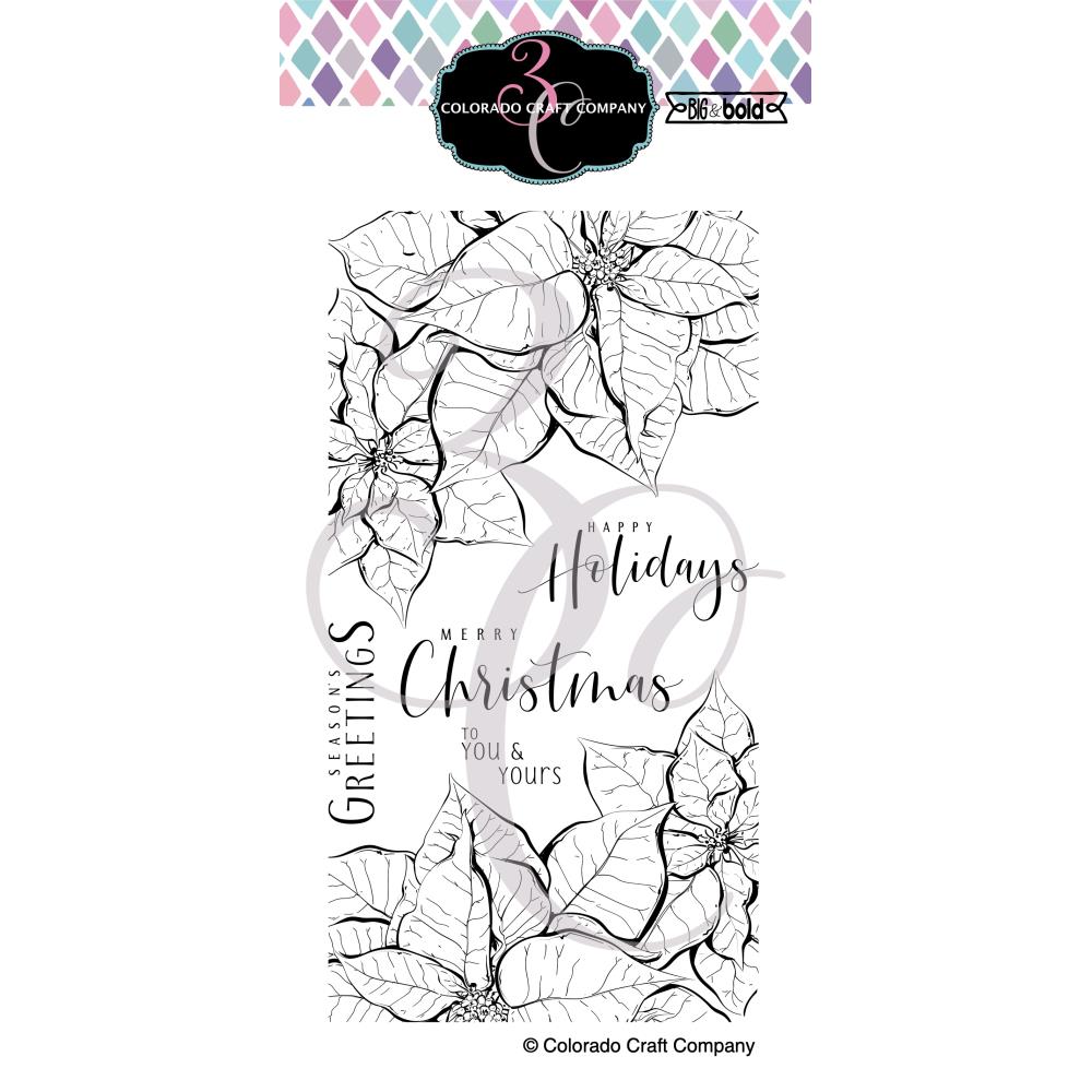 Colorado Craft Company - Clear Stamp - Slim Poinsettia