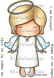 La La Land Crafts - Paper Doll Lukai - Angel w/Sentiments - Red Rubberstamp