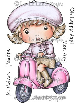 La La Land Crafts - Marci on Scooter - Red Rubberstamp