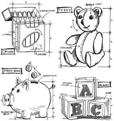 Tim Holtz Collection - Childhood Blueprints - Stamps