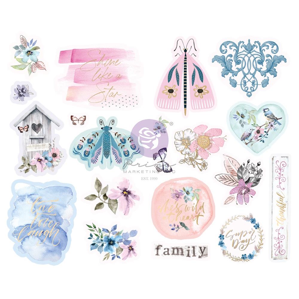 Prima - Watercolor Floral - Chipboard Stickers
