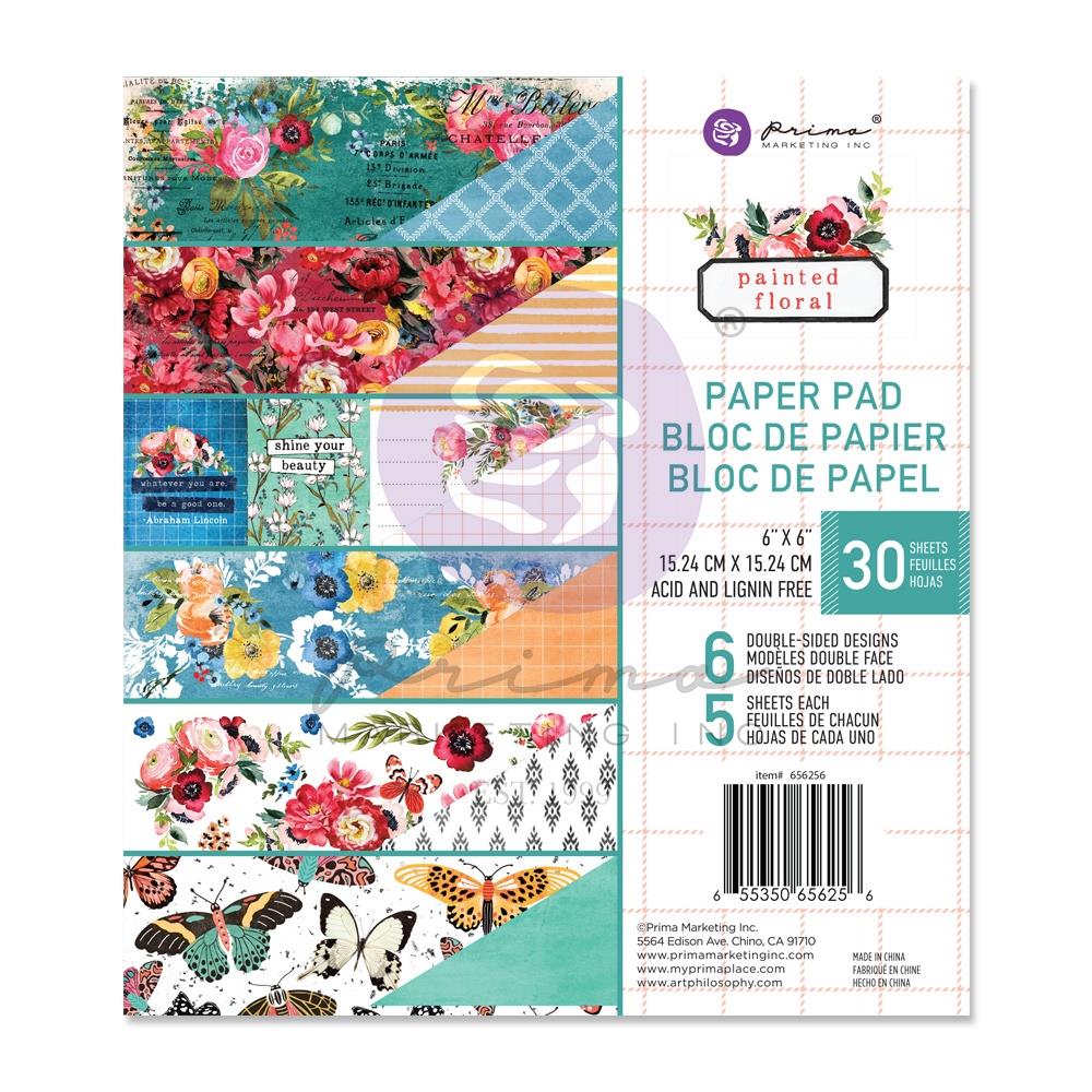 Prima - Painted Floral - Paper Pad    6 x 6"