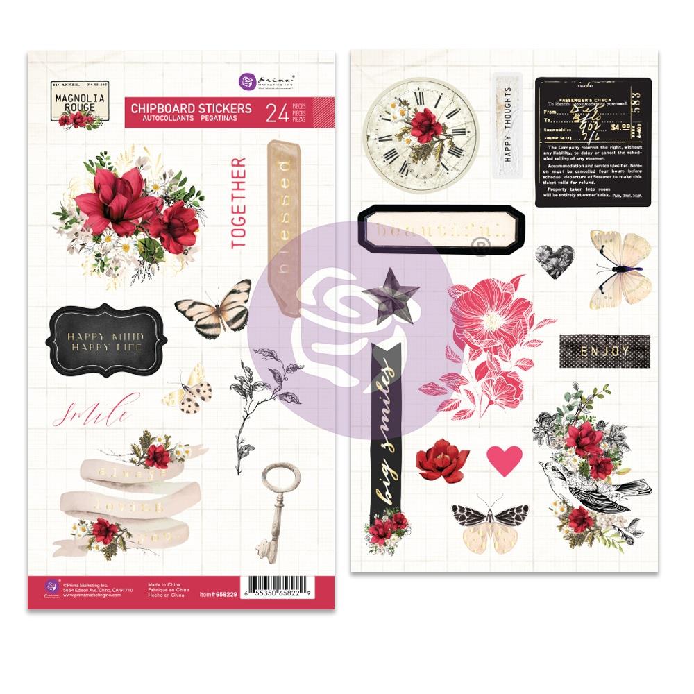 Prima - Magnolia Rouge - Chipboard Stickers