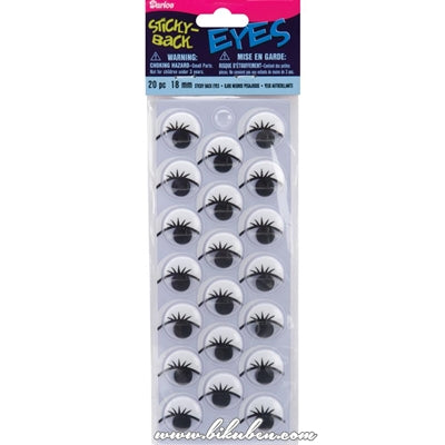 Darice - Sticky Back Eyes - Black with Laces 18mm