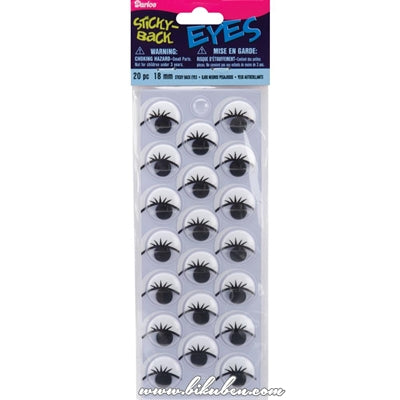Darice - Sticky Back Eyes - Black with Laces 18mm