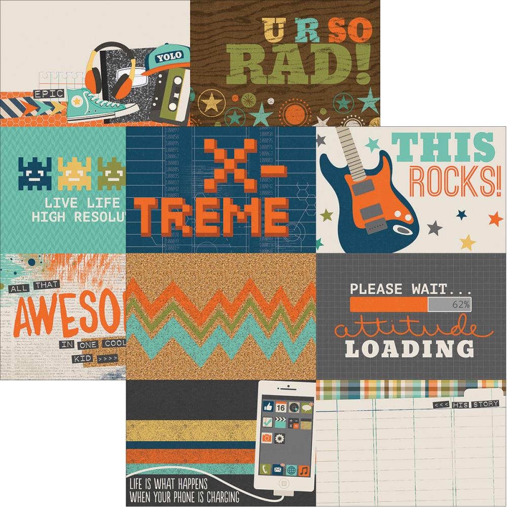 Simple Stories - So Rad - 4x6 Horizontal Journaling Card Elements 12x12"